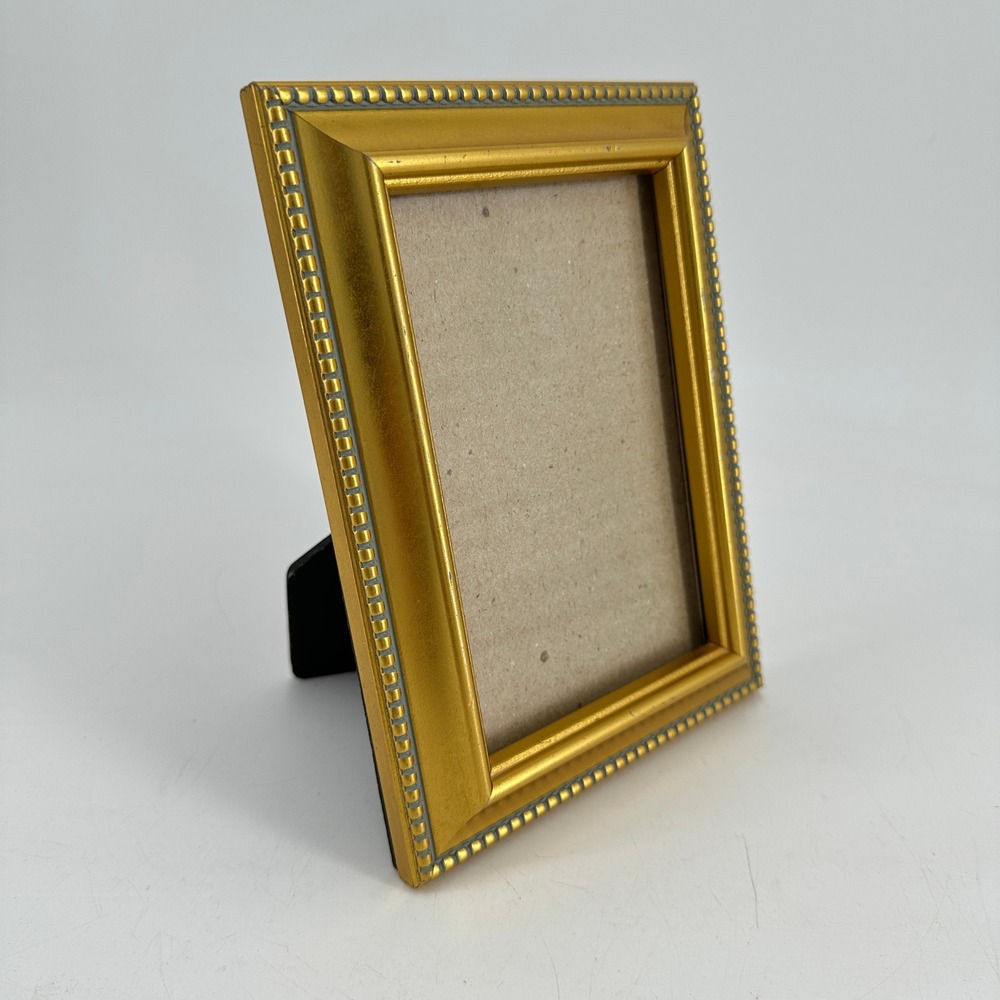 Gold Beaded 4x6 Picture Frame Tabletop Photo Display Classic Style